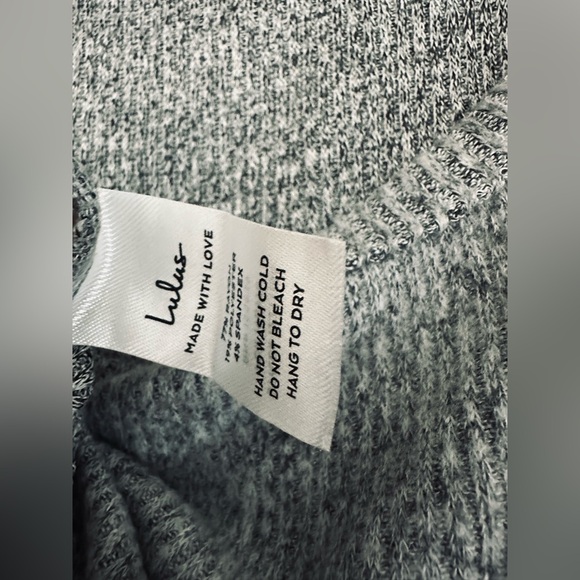 Lulu's Everyday Babe Heather Grey Ribbed Long Sleeve Cutout Bodysuit - Picture 8 of 8